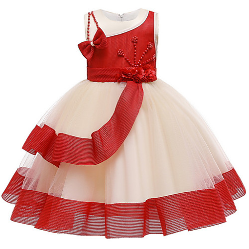 

Ball Gown Ankle Length Pageant Flower Girl Dresses - Polyester Sleeveless Jewel Neck with Beading / Appliques