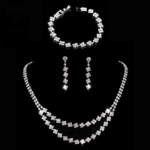 

Women's Jewelry Set Bridal Jewelry Sets Tennis Chain Simple European Sweet Fashion Elegant Earrings Jewelry Silver For Wedding Engagement Gift Formal Prom 1 set