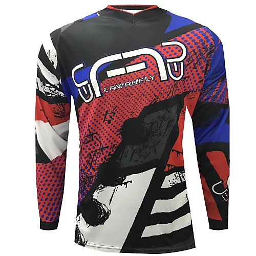 

CAWANFLY Men's Long Sleeve Cycling Jersey Downhill Jersey Dirt Bike Jersey Winter Polyester Black Stripes Novelty Bike Jersey Top Mountain Bike MTB Breathable Quick Dry Sweat-wicking Sports Clothing