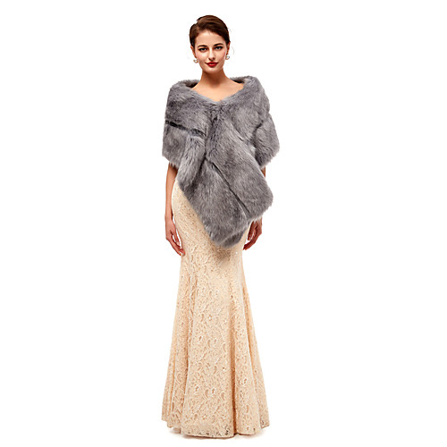 

Sleeveless Shawls Faux Fur Wedding Women's Wrap With Solid