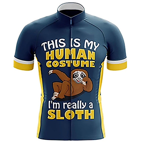 

21Grams Men's Short Sleeve Cycling Jersey Spandex Polyester BlueYellow Animal Sloth Bike Jersey Top Mountain Bike MTB Road Bike Cycling UV Resistant Breathable Quick Dry Sports Clothing Apparel