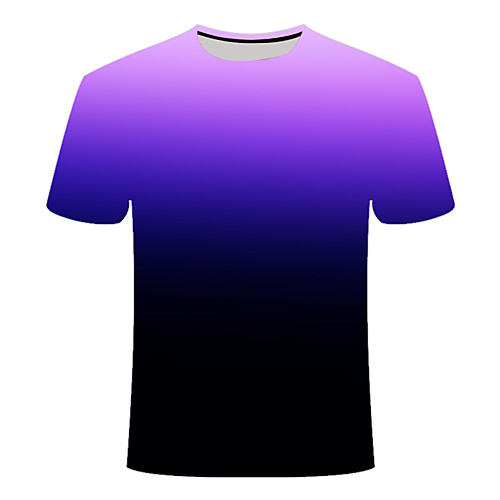 

Men's T shirt Color Block 3D Plus Size Print Short Sleeve Daily Tops Basic Purple