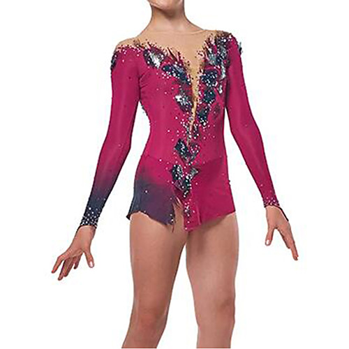 

21Grams Rhythmic Gymnastics Leotards Artistic Gymnastics Leotards Women's Girls' Kids Leotard Spandex High Elasticity Breathable Handmade Long Sleeve Competition Dance Rhythmic Gymnastics Artistic