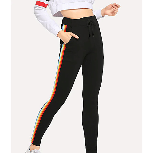 

Women's High Waist Yoga Pants Drawstring Cropped Leggings Breathable Black Gym Workout Running Fitness Sports Activewear Stretchy