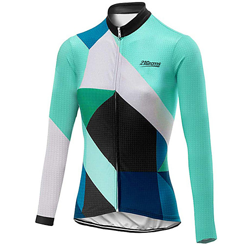 

21Grams Women's Long Sleeve Cycling Jersey Black / Green Plaid / Checkered Bike Jersey Top Mountain Bike MTB Road Bike Cycling UV Resistant Breathable Quick Dry Sports Clothing Apparel / Stretchy