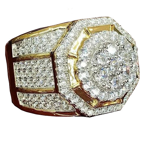 

Men's Ring Belle Ring AAA Cubic Zirconia 1pc Yellow Gold Plated Alloy Irregular Statement Luxury Party Evening Gift Jewelry Geometrical Wearable