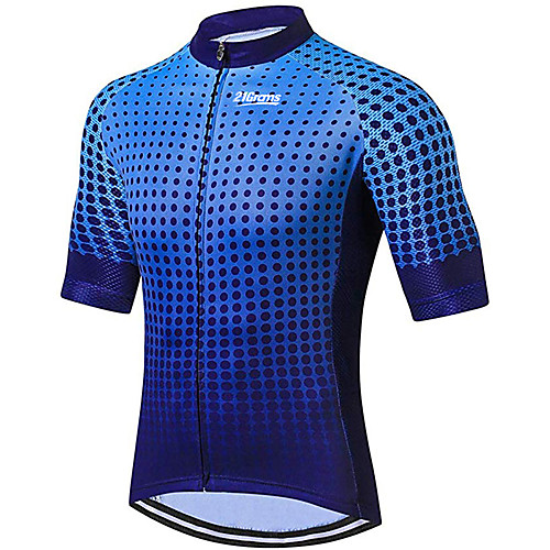 

21Grams Men's Short Sleeve Cycling Jersey Polyester Spandex Blue Dot Bike Jersey Top Mountain Bike MTB Road Bike Cycling UV Resistant Breathable Quick Dry Sports Clothing Apparel / Stretchy