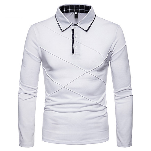 

Men's Polo Solid Colored Long Sleeve Daily Tops Basic White Black Dark Gray