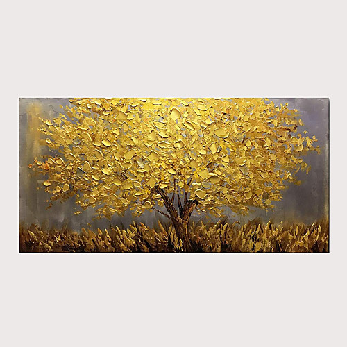 

Oil Painting Abstract Golden Tree 3D Hand Painted on Canvas Texture Palette Knife Paintings with Stretched Frame for Home Decor
