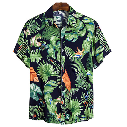 

Men's Floral Shirt Basic Boho Daily Beach Classic Collar Rainbow / Short Sleeve