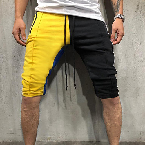 

Men's Running Shorts Athletic Shorts Bottoms Drawstring Cotton Fitness Gym Workout Running Breathable Soft Sport Yellow / Black RedBlue Green / Black Dusty Rose / Stretchy