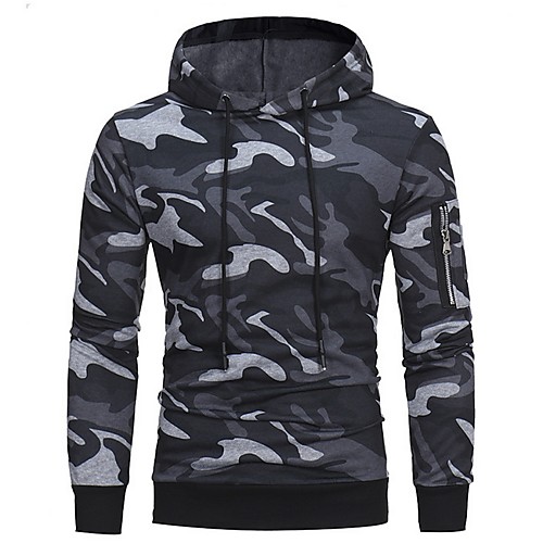 

Men's Hoodie Camo / Camouflage Hooded Casual Hoodies Sweatshirts Green Gray