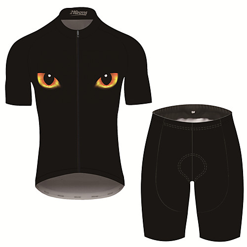 

21Grams Men's Short Sleeve Cycling Jersey with Shorts Spandex Polyester Black / Yellow Bike Clothing Suit UV Resistant Breathable 3D Pad Quick Dry Sweat-wicking Sports Solid Color Mountain Bike MTB
