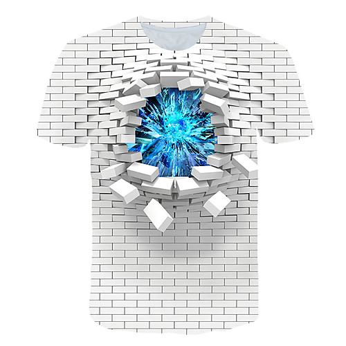 

Men's Plus Size Color Block 3D Rubik's Cube Print T-shirt Basic Exaggerated Daily Sports Round Neck White / Short Sleeve