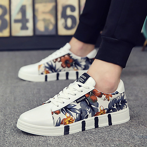 

Men's Comfort Shoes Spring & Summer / Fall & Winter Classic / British Daily Outdoor Sneakers Walking Shoes Leather Breathable Wear Proof Orange / Blue
