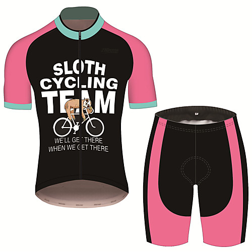 

21Grams Men's Short Sleeve Cycling Jersey with Shorts Spandex Polyester Pink / Black Animal Sloth Bike Clothing Suit UV Resistant Breathable 3D Pad Quick Dry Sweat-wicking Sports Patterned Mountain