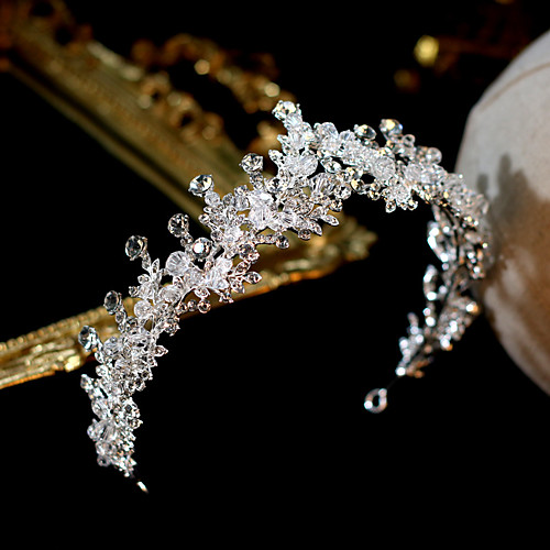

Women's Tiaras For Wedding Party Evening Prom Festival Byzantine Alloy White / Silver 1pc