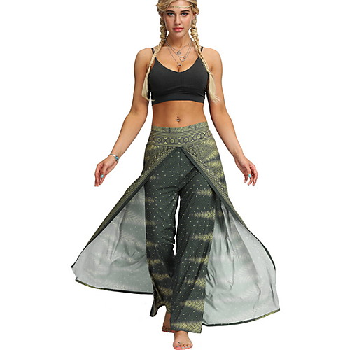 

Women's Basic Legging - Geometric, Print Mid Waist Red Green Brown S M L