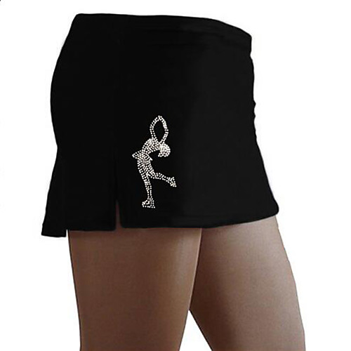 

Figure Skating Dress Women's Girls' Ice Skating Skirt Black Spandex High Elasticity Competition Skating Wear Crystal / Rhinestone Ice Skating Figure Skating / Kids