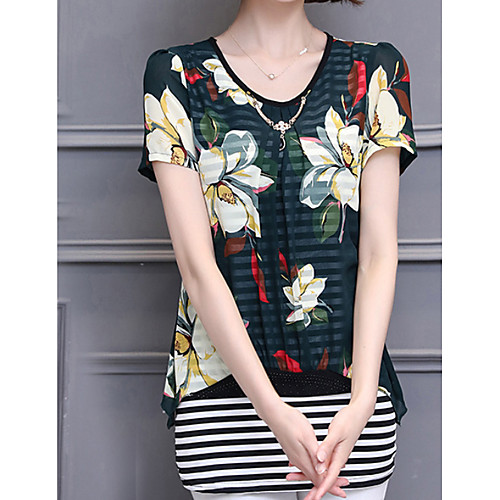 

Women's Geometric Blouse Daily Wine / Army Green