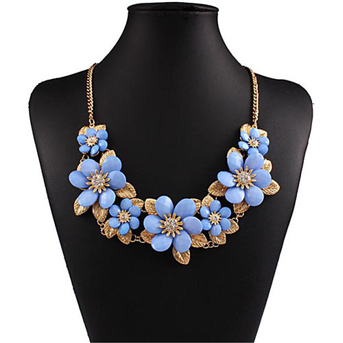 

Women's Choker Necklace Classic Flower Fashion Resin Chrome Blue Red 50 cm Necklace Jewelry For