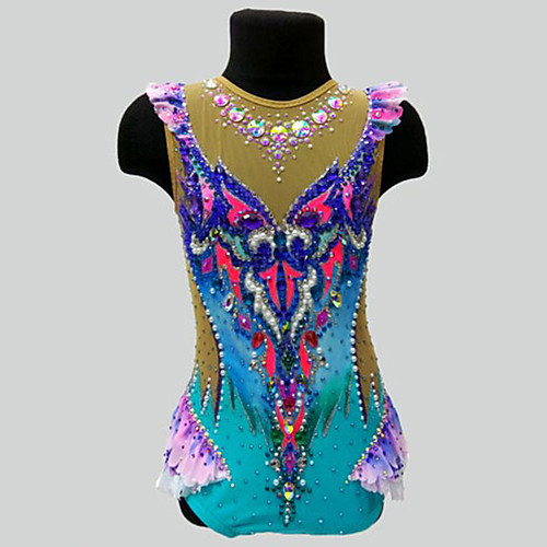 

21Grams Rhythmic Gymnastics Leotards Artistic Gymnastics Leotards Women's Girls' Kids Leotard Spandex High Elasticity Breathable Handmade Sleeveless Training Dance Rhythmic Gymnastics Artistic