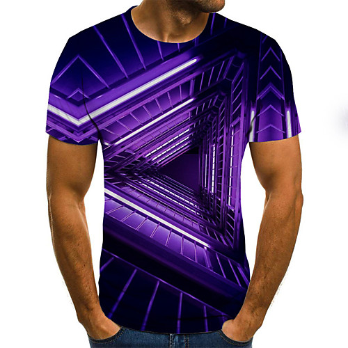 

Men's 3D Print T-shirt Daily Round Neck Purple / Short Sleeve