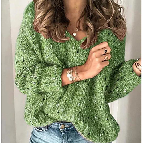 

Women's Solid Colored Long Sleeve Pullover Sweater Jumper, V Neck Blushing Pink / Blue / Brown S / M / L