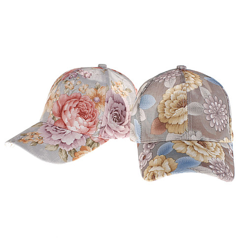 

Women's Basic Cotton Baseball Cap-Floral Print Spring Summer Light Brown Beige Light Blue