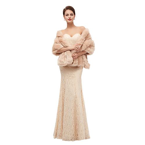 

Sleeveless Shawls Faux Fur Wedding Women's Wrap With Solid