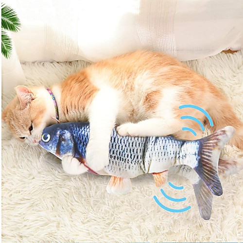 

Chew Toy Catnip Plush Toy Squeaking Toy Interactive Toy Flopping Fish Wiggle Fish Moving Cat Kicker Fish Toy Cat 1pc Pet Friendly Fish Electric Funny USB Charger Plush Cotton Gift Pet Toy