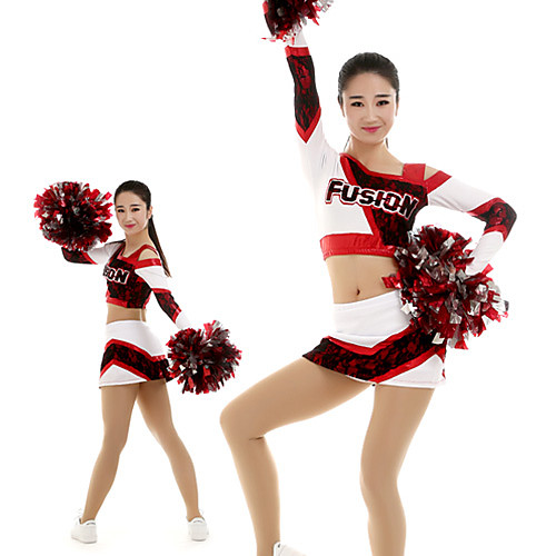 

Cheerleader Costume Uniform Women's Girls' Kids Skirt Spandex High Elasticity Handmade Long Sleeve Competition Dance Rhythmic Gymnastics Gymnastics White