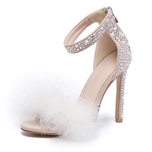 

Women's Wedding Shoes Stiletto Heel Round Toe Suede Summer Beige