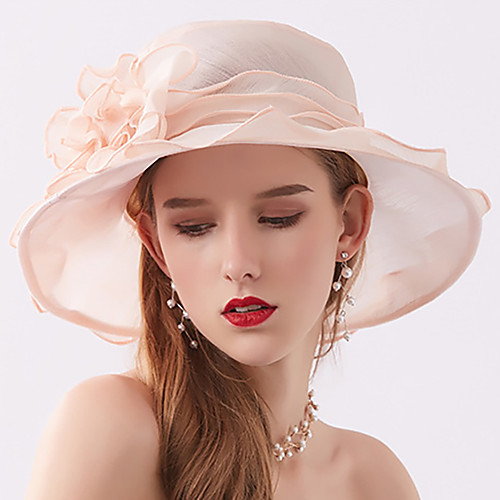 

Vintage Style Fashion Tulle Hats / Headwear with Flower / Trim / Ruffle 1 Piece Wedding / Outdoor Headpiece