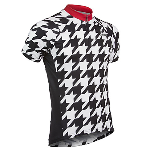 

21Grams Men's Short Sleeve Cycling Jersey Spandex Polyester Black / White Plaid / Checkered Bike Jersey Top Mountain Bike MTB Road Bike Cycling UV Resistant Breathable Quick Dry Sports Clothing