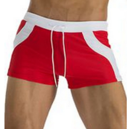 

Men's Bottoms Swimsuit Color Block Red Plus Size Swimwear Bathing Suits
