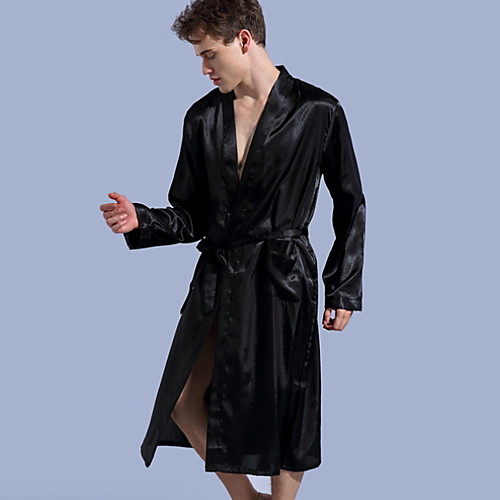 

Men's Deep V Robes Pajamas Solid Colored