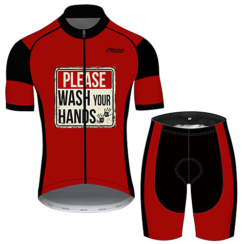

21Grams Men's Short Sleeve Cycling Jersey with Shorts Spandex Black / Red Patchwork Solid Color Bike UV Resistant Quick Dry Breathable Sports Patchwork Mountain Bike MTB Road Bike Cycling Clothing