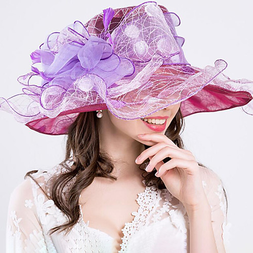 

Vintage Style Fashion Tulle / Organza Hats / Headwear with Feather / Bowknot / Flower 1 Piece Wedding / Outdoor Headpiece