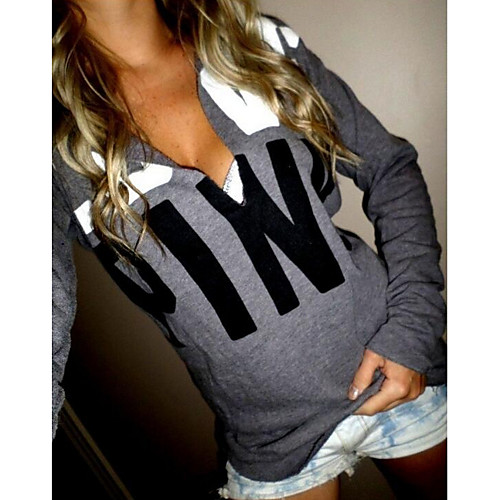 

Women's Letter T-shirt Daily V Neck Gray