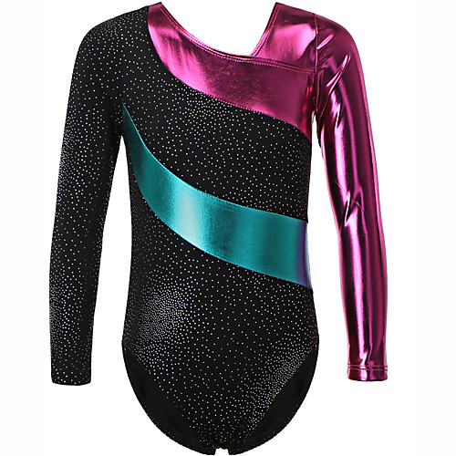 

21Grams Gymnastics Leotards Girls' Leotard Spandex High Elasticity Breathable Sparkly Long Sleeve Training Ballet Dance Gymnastics Black