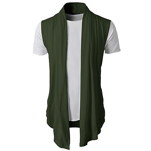 

Men's Solid Colored Sleeveless Cardigan Sweater Jumper, High Neck Fall / Winter Black / Light Green / Gray US38 / UK38 / EU46 / US40 / UK40 / EU48 / US42 / UK42 / EU50