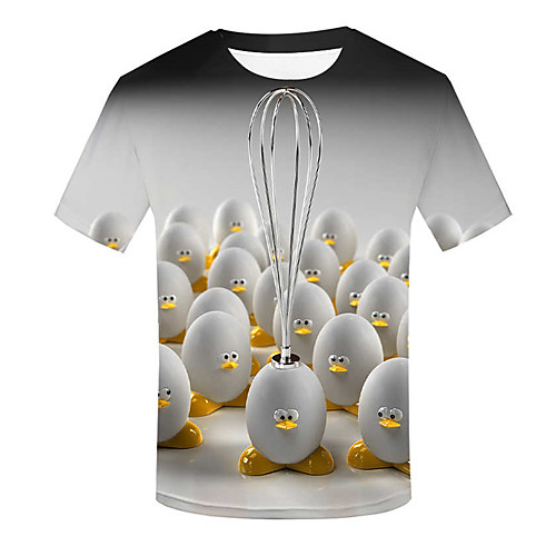 

Men's T shirt 3D Short Sleeve Daily Tops Light gray