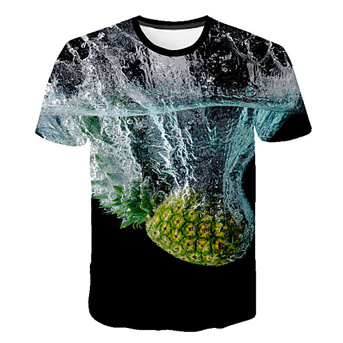 

Men's T shirt Color Block 3D Fruit Plus Size Print Short Sleeve Daily Tops Basic Exaggerated Rainbow