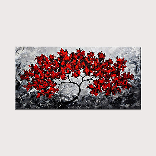 

Oil Painting Hand Painted Horizontal Abstract Floral / Botanical Modern Rolled Canvas (No Frame)