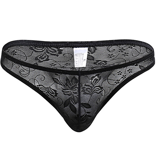 

Men's Lace G-string Underwear - Normal Low Waist Black Purple Blue M L XL