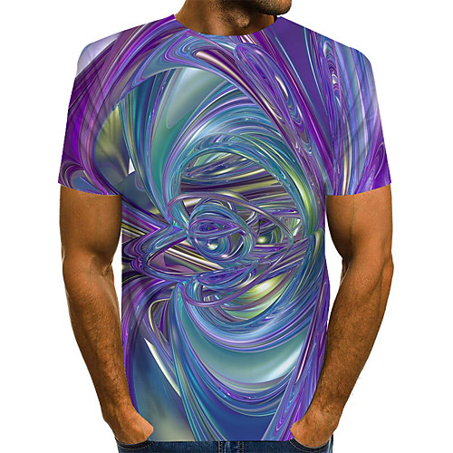 

Men's T shirt 3D Short Sleeve Daily Tops Basic Rainbow