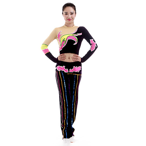 

Cheerleader Costume Gymnastics Suits Women's Girls' Kids Pants / Trousers Spandex High Elasticity Handmade Long Sleeve Competition Dance Rhythmic Gymnastics Gymnastics Black