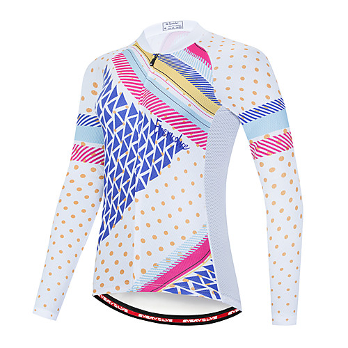 

EVERVOLVE Women's Long Sleeve Cycling Jersey Blue / White Polka Dot Plaid / Checkered Geometic Bike Jersey Top Mountain Bike MTB Road Bike Cycling Breathable Quick Dry Sweat-wicking Sports Clothing