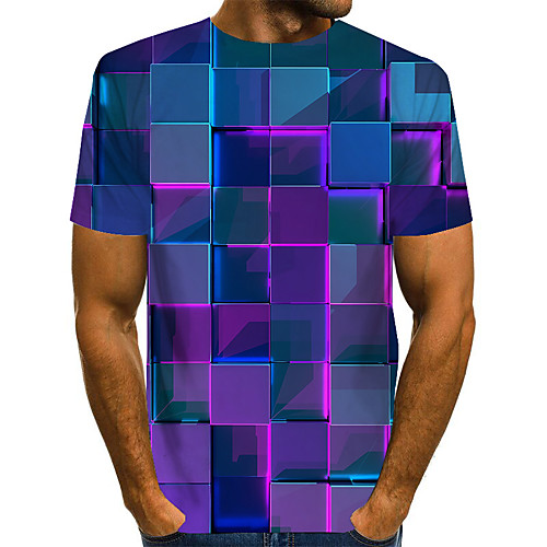

Men's T shirt 3D Short Sleeve Daily Tops Basic Rainbow